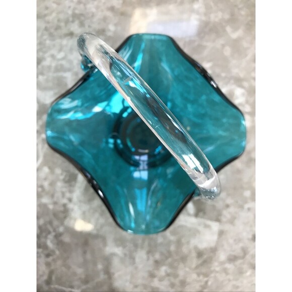 Viking Art Glass Basket Aqua - Picture 2 of 4